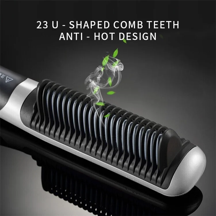 K.SKIN KD-388 Lisseur de Cheveux Peigne Styling 2-en-1 Brosse Chauffante et Boucleur avec 6 Températures - Rouge / Prise EU