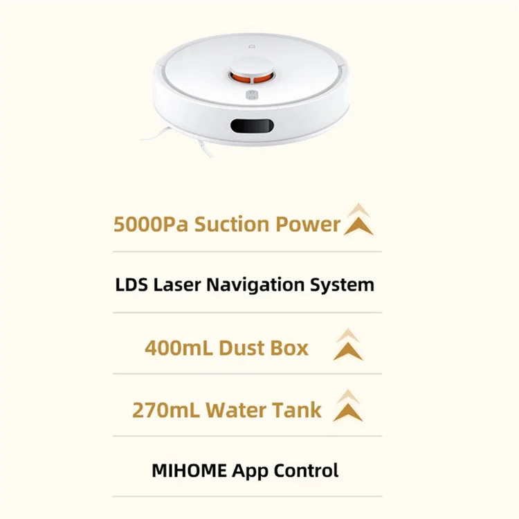 XIAOMI MIJIA C103 Sweeper Robot 3C Enhanced Edition 5000Pa Vacuum Cleaner, Clavija CN