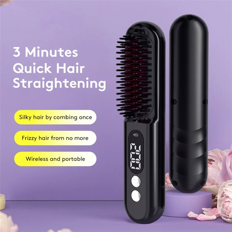 ZF01-A Alisador de Cabelo Portátil Recarregável Modelador de Cabelo Tipo Pente - Preto