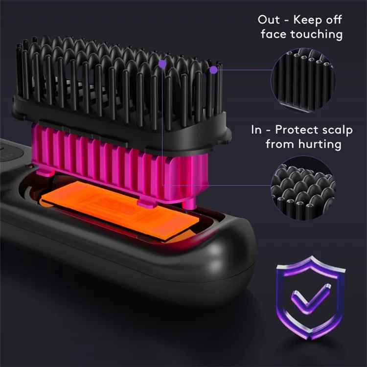 ZF01-A Alisador de Cabelo Portátil Recarregável Modelador de Cabelo Tipo Pente - Preto