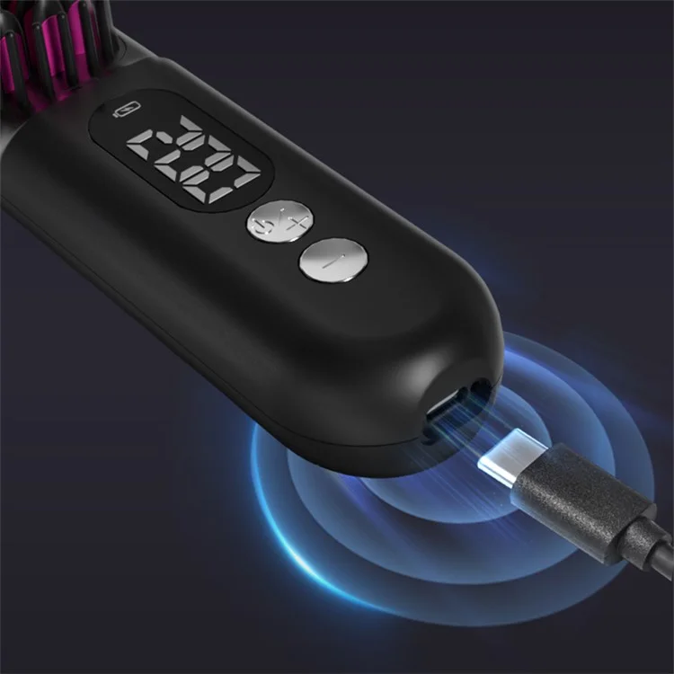 ZF01-A Alisador de Cabelo Portátil Recarregável Modelador de Cabelo Tipo Pente - Preto