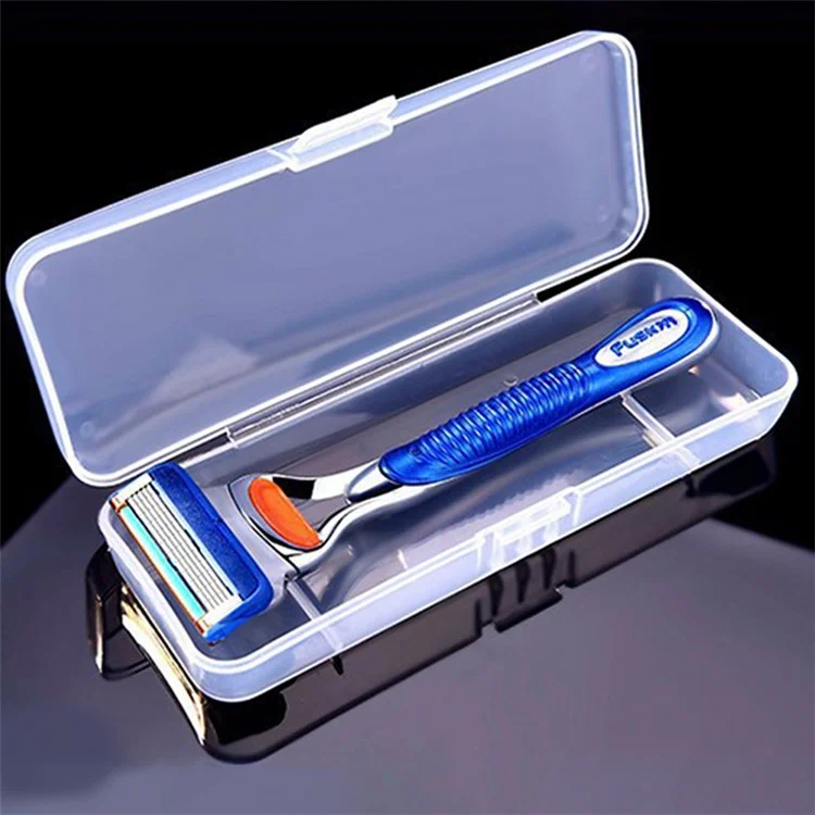 Caja de almacenamiento transparente Protector manual de la navaja Recipiente de almacenamiento PVC 147x51MM