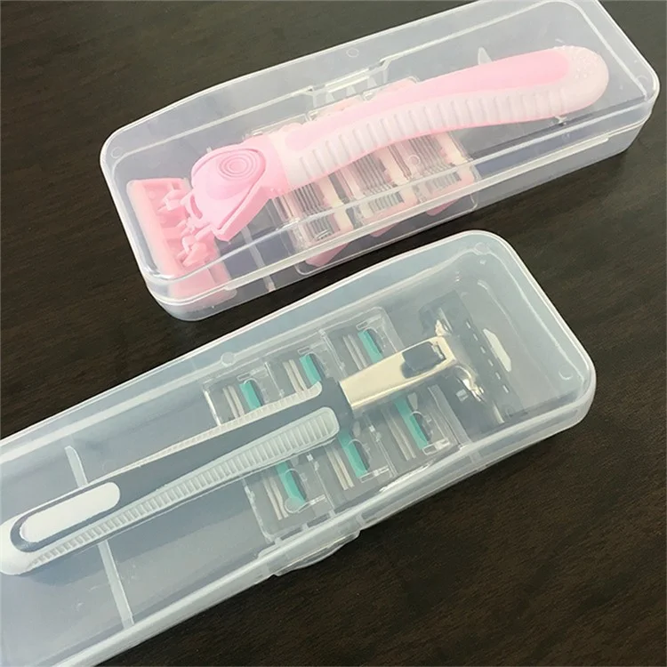 Caja de almacenamiento transparente Protector manual de la navaja Recipiente de almacenamiento PVC 147x51MM