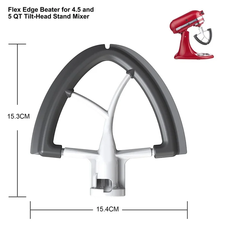 For Kitchenaid Stand Mixer 4.5 - 5QT Tilt Head Flat Beater Paddle Flexible Silicone Edge Bowl Scraper Paddle (BPA Free, No FDA)