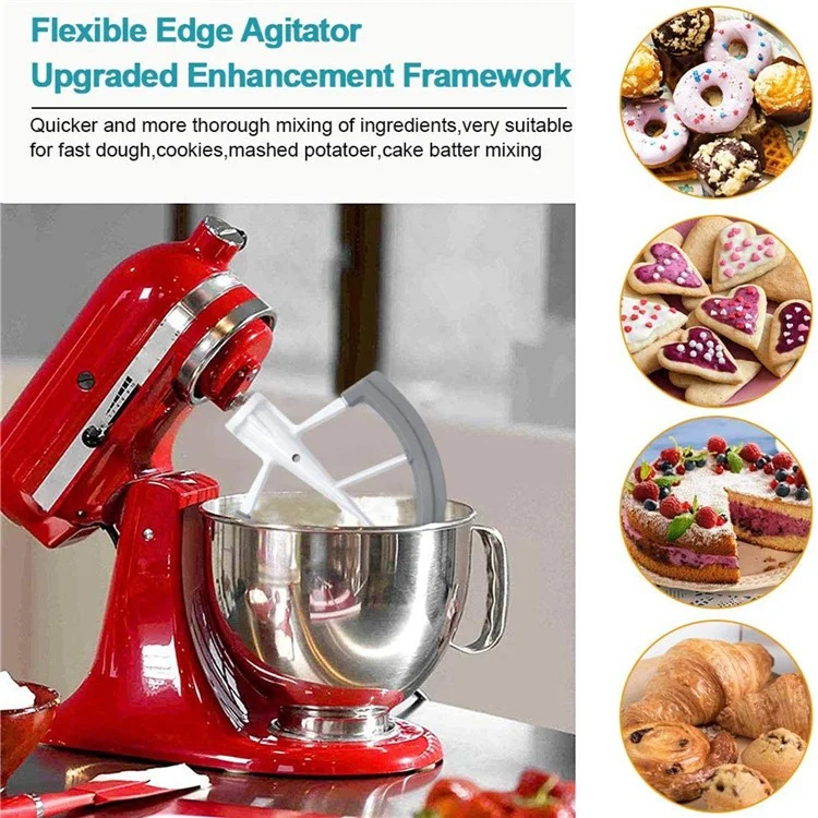 Для кухонного миксера Kitchenaid с наклонной головкой 5,5 - 6 кварт Плоский насадка-лопатка с гибким силиконовым краем для соскабливания теста из чаши (без BPA, без FDA)