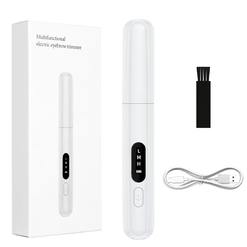 K326 USB Rechargeable Eyebrow Trimmer for Women Facial Hair Removal Precision Shaver - White