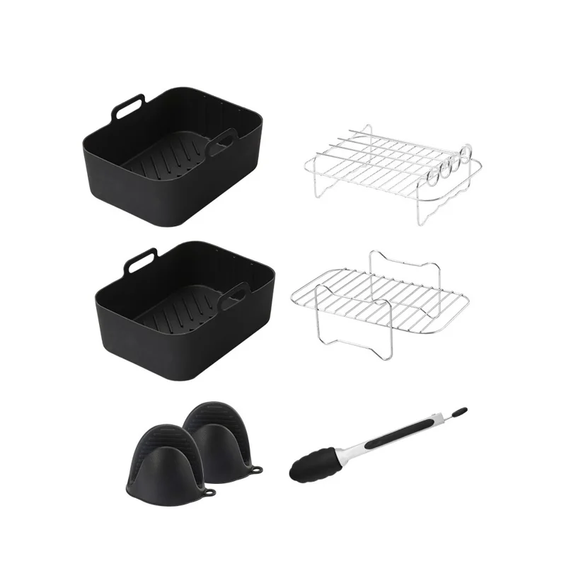 7-teiliges Zubehör-Set für Ninja AF400 AF500 Heißluftfritteuse: Silikoneinlage, Grillrost und Zange (BPA-frei, FDA-zertifiziert)