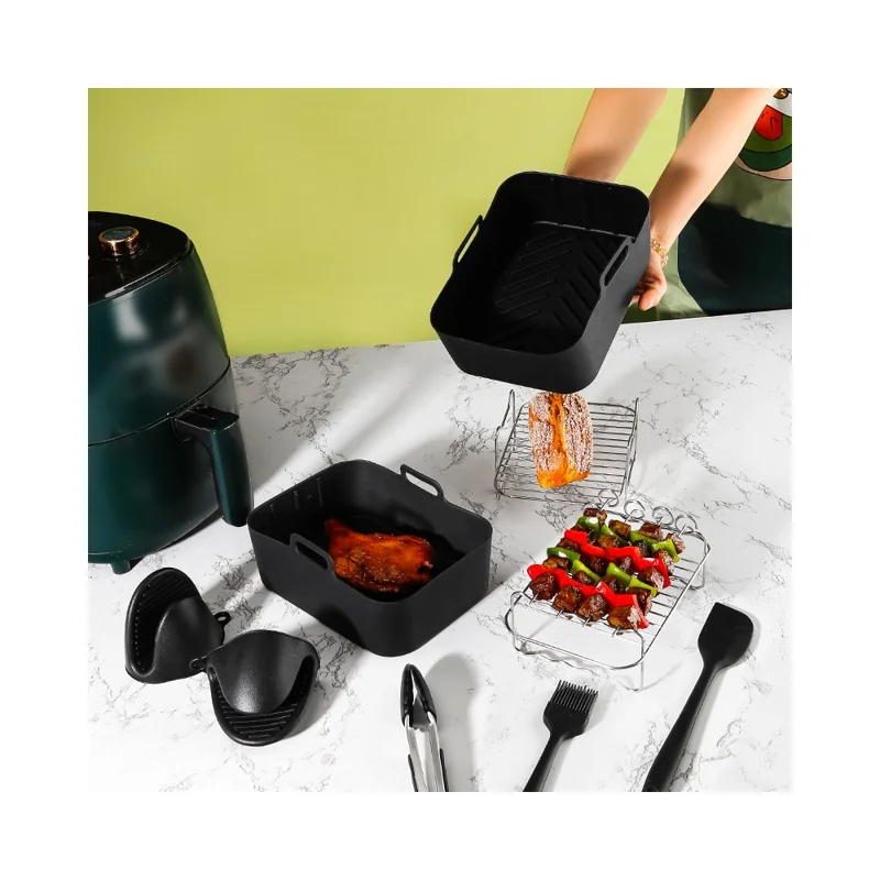 Für Ninja AF400 Heißluftfritteuse Silikonablage Grillrost Ölflasche Zange Muffin-Becher Eier-Tablett Zubehör-Set (BPA-frei, FDA-zertifiziert)