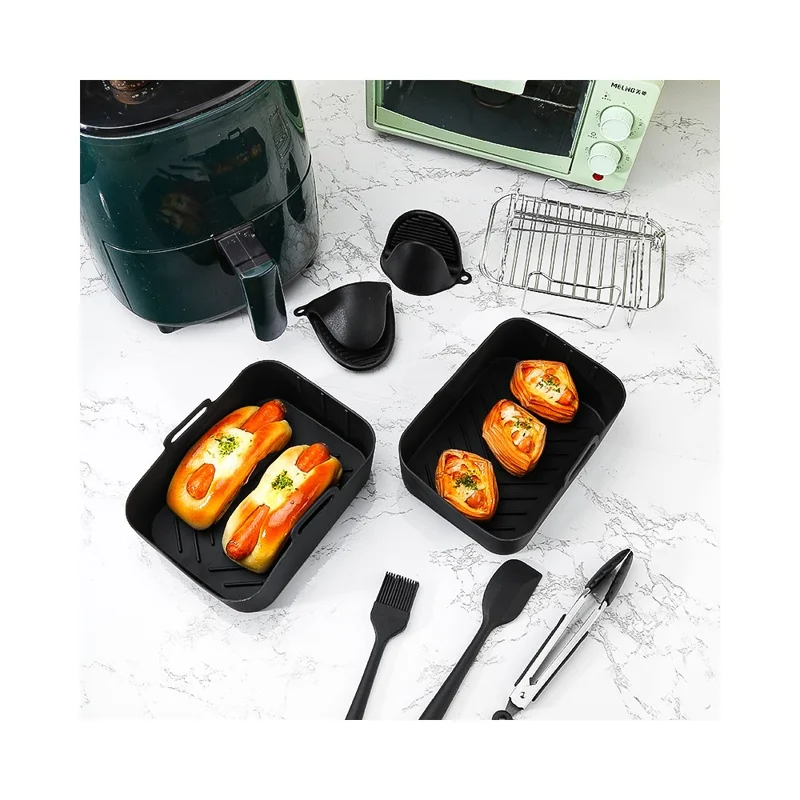 Für Ninja AF400 Heißluftfritteuse Silikonablage Grillrost Ölflasche Zange Muffin-Becher Eier-Tablett Zubehör-Set (BPA-frei, FDA-zertifiziert)