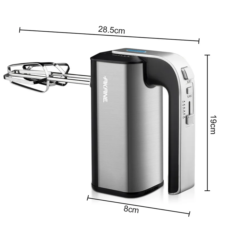 AKANE A.6664 Electric Hand Mixer 800W Powerful Stainless Steel Handheld Egg Beater, EU Plug (BPA Free, No FDA)