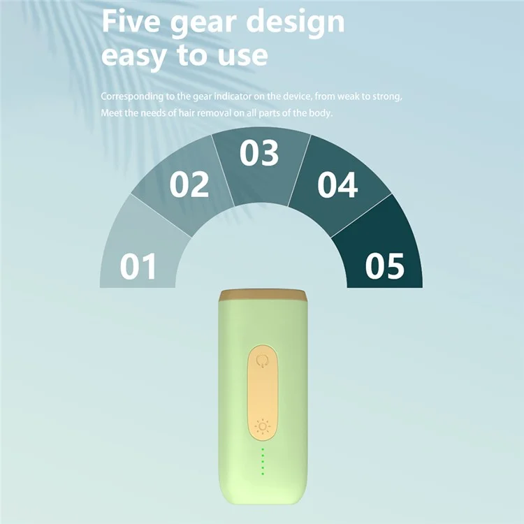 Hair Remover Intensive Pulsed Light Portable IPL Hair Removal Machine Perfect for Face / Back / Bikini / Armpits - Light Green / EU Plug