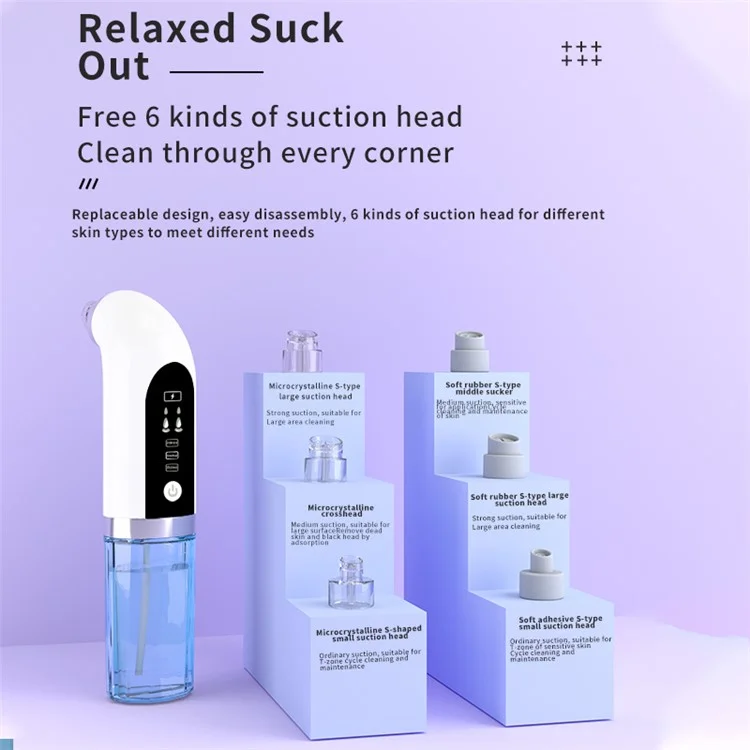 Pore Blackhead Rimodellamento Piccolo Bolle D'acqua Aspirazione Aspirazione Detergente Per il Viso Strumento di Estrattore di Whitehead Elettrico Per la Casa Attrezzatura di Bellezza
