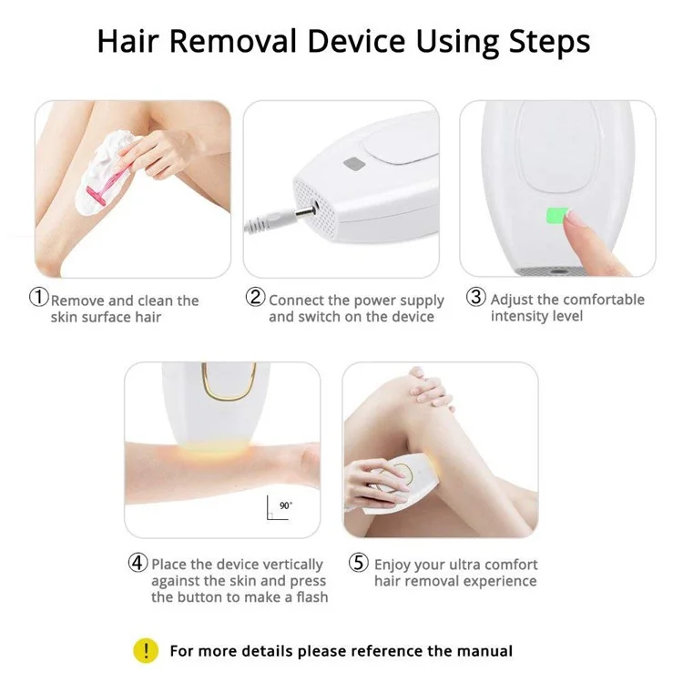 Photorejuvenation IPL Hair Removal Device Home Beauty Salon Using Facial Hair Remover - White / US Plug