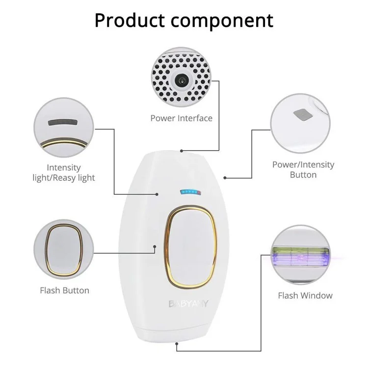 Photorejuvenation IPL Hair Removal Device Home Beauty Salon Using Facial Hair Remover - White / US Plug