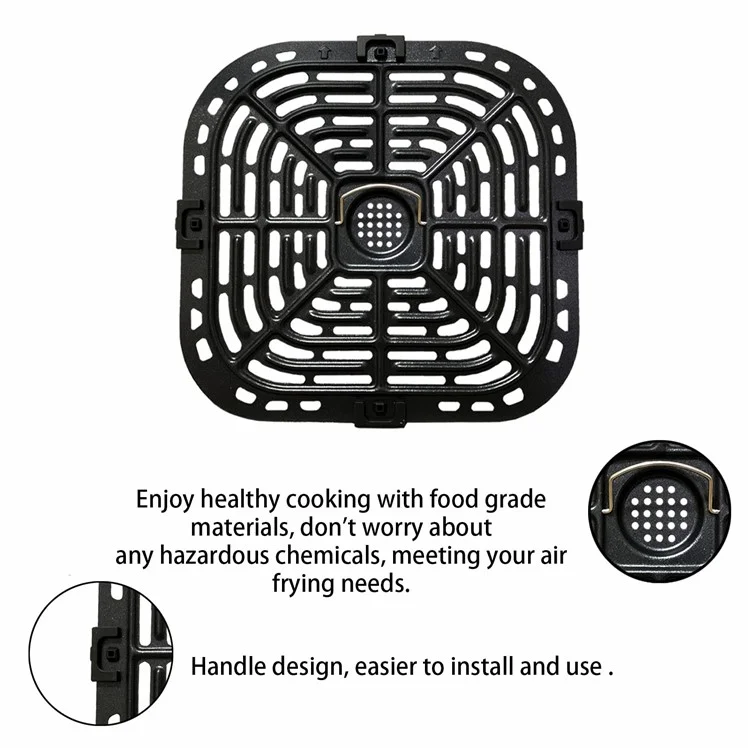 Air Fryer Replacement Grill Pan for Instant Vortex Plus 6QT, Grill Plate Tray with 4 Rubber Bumpers Feet (FDA Certified, BPA-free)