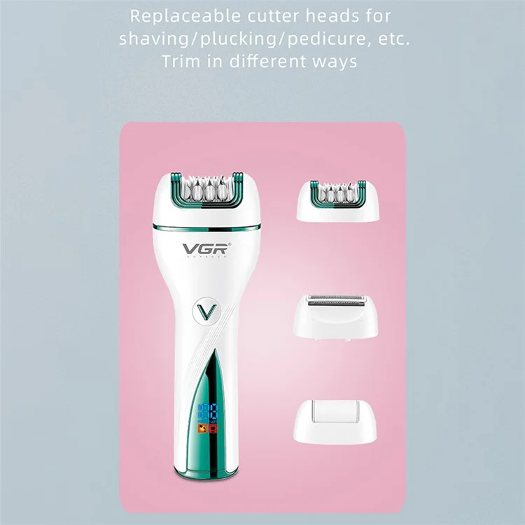 VGR V-728 3 in 1 Portable Electric Epilator Intelligent Digital Display Hair Removal Machine