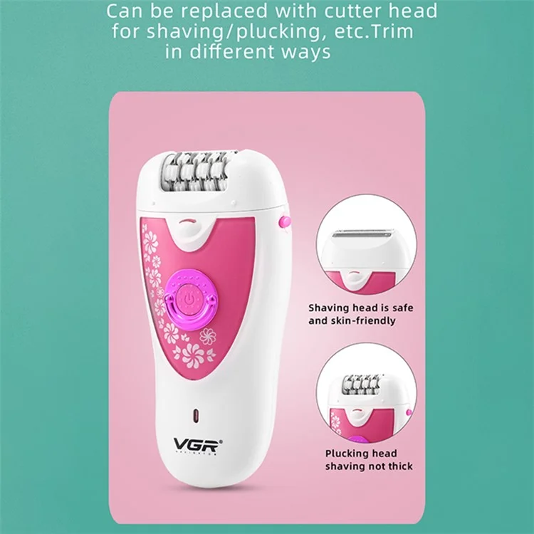 VGR V-722 3 in 1 Portable Electric Epilator Multi-function Hair Removal Machine for Face Body Leg - Pink