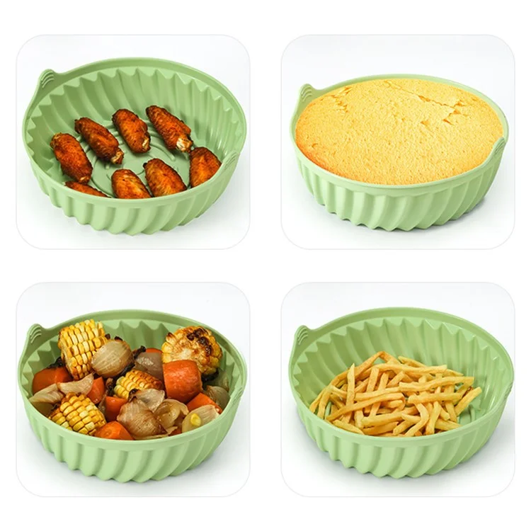 DS11174 22cm Round Air Fryer Silicone Liner Food-Graded Bakery Pot  Non-Stick Reusable Air Fryer Pot (BPA-Free, FDA Certified) - Cian