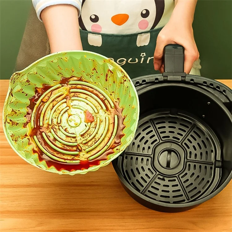 DS11174 22cm Round Air Fryer Silicone Liner Food-Graded Bakery Pot  Non-Stick Reusable Air Fryer Pot (BPA-Free, FDA Certified) - Cian