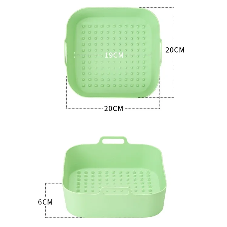 20 cm Quadrat Wiederverwendbares Silikonluft-frittier-liner-ofen-mikrowellen-bäckereizubehör (bpa-frei, FDA Zertifiziert) - Cyan