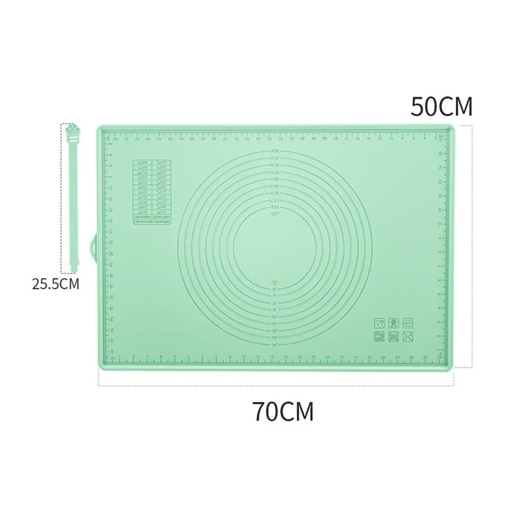 70x50CM Silikon-Backunterlage, leicht zu reinigen, Backunterlage zum Ausrollen von Teig (BPA-frei, FDA-zertifiziert) - Grün