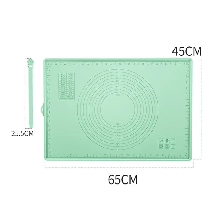 Tappetino in silicone per pasticceria 65x45CM, Tappetino per stendere la pasta, Resistente alle alte temperature (senza BPA, certificato FDA) - Verde