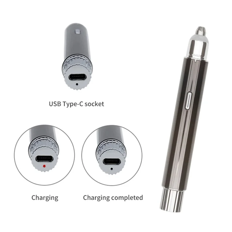 GT2011C USB Rechargeable Eyebrow Hair Remover Painless Eyebrow Trimmer Eyebrow Razor Tool  for Men and Women - Silver