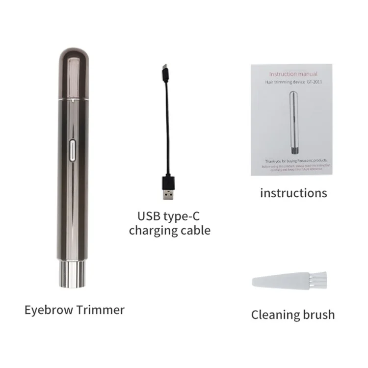 GT2011C USB Rechargeable Eyebrow Hair Remover Painless Eyebrow Trimmer Eyebrow Razor Tool  for Men and Women - Silver