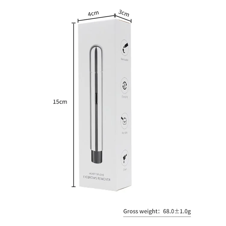 GT2011C USB Rechargeable Eyebrow Hair Remover Painless Eyebrow Trimmer Eyebrow Razor Tool  for Men and Women - Silver