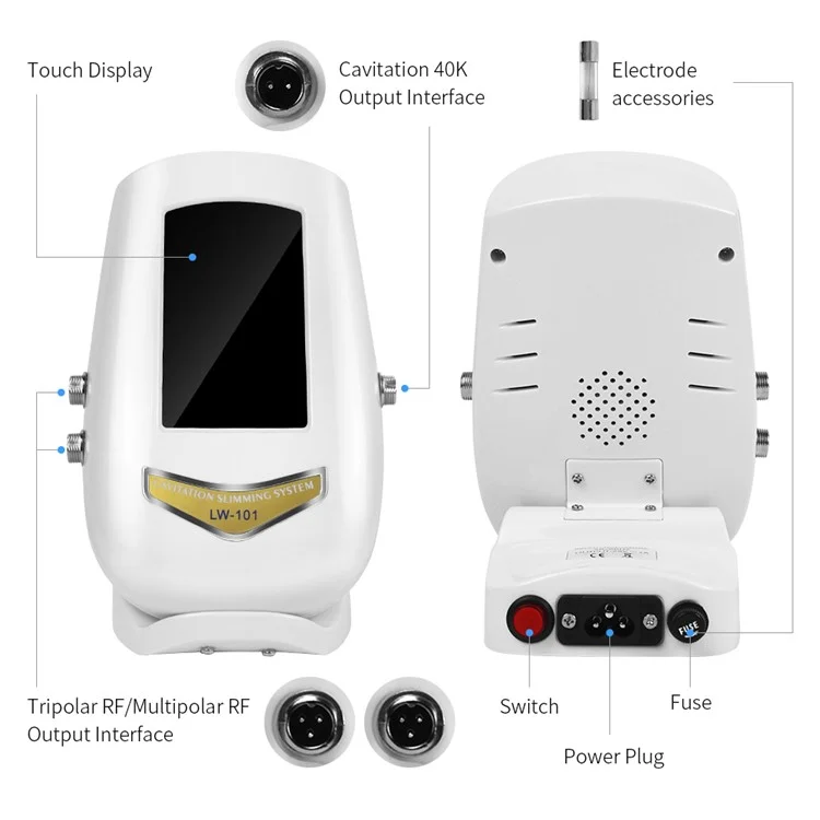 40K Cavitation Ultrasonic Weight Loss Beauty Machine RF Radio Frequency Skin Lifting Device, CE Certified (ST) - US Plug
