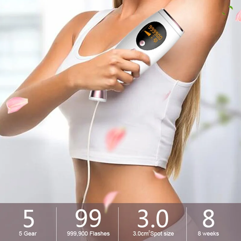 D26 IPL Hair Removal Device 5 Gears 999900 Flash Laser Epilator Bikini Trimmer - Blue / US Plug