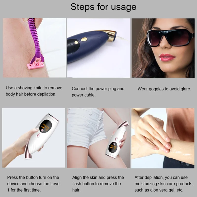 D26 IPL-epilator 5 trin 999900 blitz Laser-epilator Bikini-trimmer - Vinrød/EU-stik