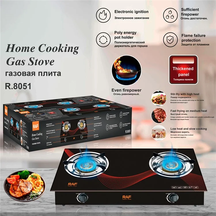 RAF R.8051 Fogão a Gás com Dois Queimadores, Fogão Doméstico de Cozinha com Placas Integradas