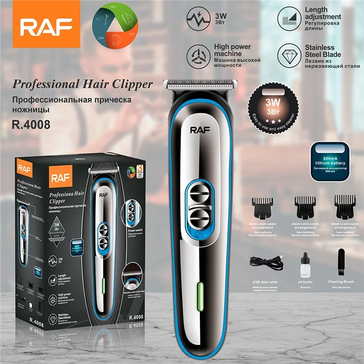 RAF R.4008 3W Recortadora de Pelo Eléctrica con 3 Peines Limitadores Recortadora de Cabello Profesional