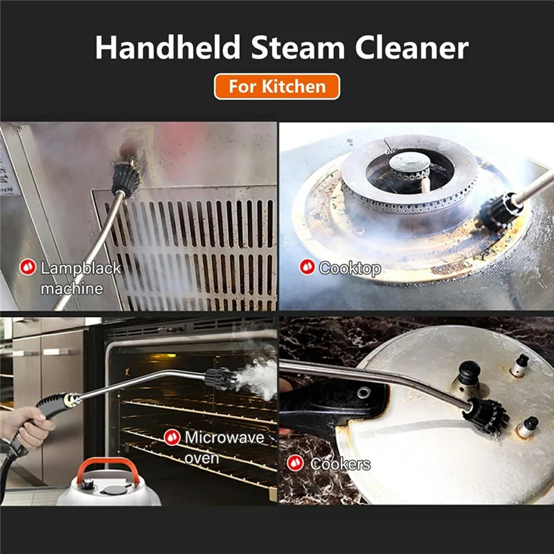 Limpiador de Vapor de Alta Presión para Cocina, Baño, Azulejos, Aire Acondicionado y Eliminación de Grasa, Máquina de Limpieza de Vapor, 220V Enchufe Europeo - Naranja / Negro