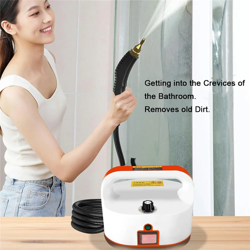 Limpiador de vapor de mano Máquina de limpieza para campana de cocina, aire acondicionado de baño, 220V enchufe UE - Naranja / Blanco