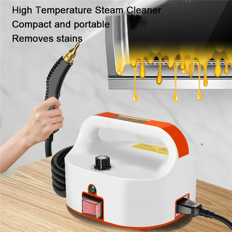 Limpiador de vapor de mano Máquina de limpieza para campana de cocina, aire acondicionado de baño, 220V enchufe UE - Naranja / Blanco