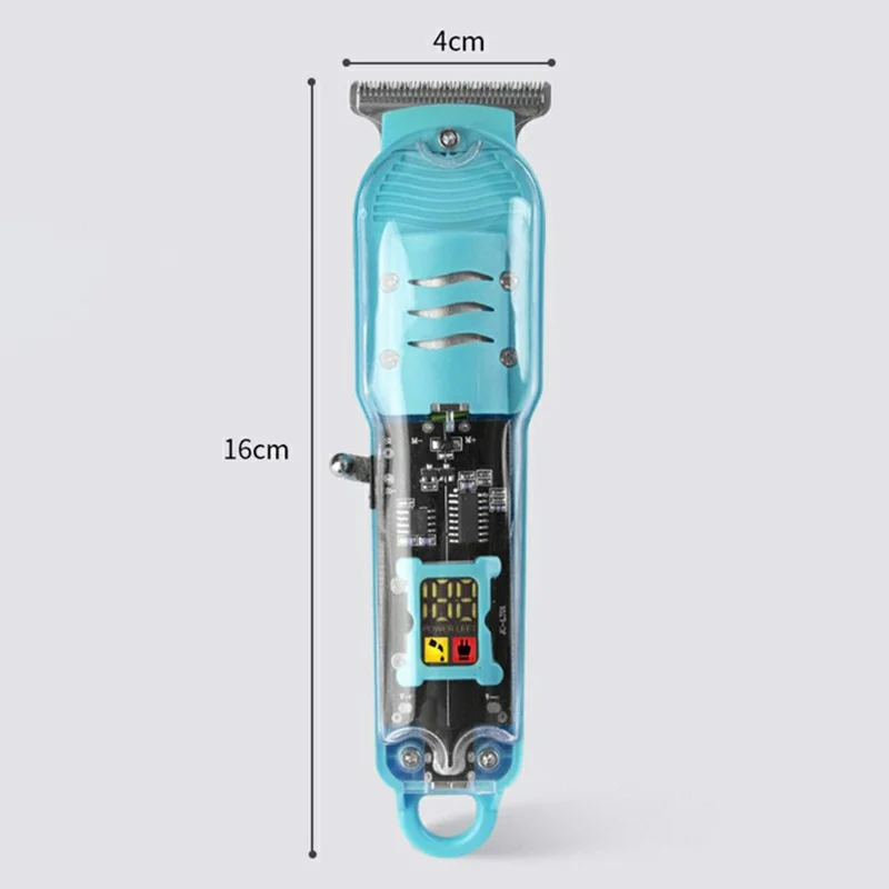 LT-808 Transparent Hair Clipper LCD Display Electric Trimmer with 4 Guide Combs for Barber Home - Yellow