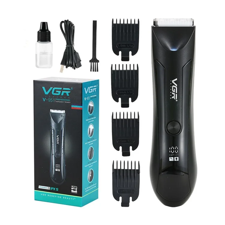VGR V-951 Professional Hair Electric Clipper Rechargeable Hair Trimmer with LCD Digital Display Haircut Tool - Blue