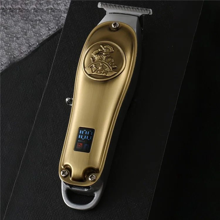 VGR V-920 Metal Electric Hair Clipper LED Display Professional USB Charging Men Hair Trimmer - Gold