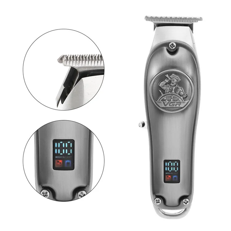 VGR V-920 Metal Electric Hair Clipper LED Display Professional USB Charging Men Hair Trimmer - Gold