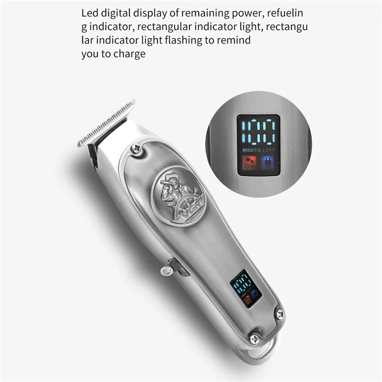 VGR V-920 Metal Electric Hair Clipper LED Display Professional USB Charging Men Hair Trimmer - Gold