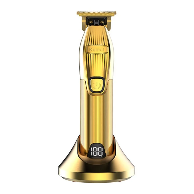 Cortadora de cabello inalámbrica recargable KEMEI KM-K32S con pantalla LCD para peluquería doméstica