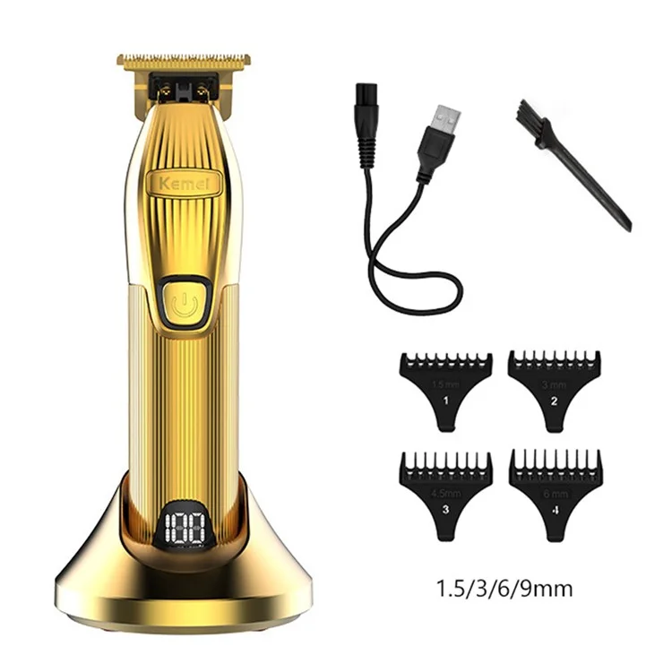 Cortadora de cabello inalámbrica recargable KEMEI KM-K32S con pantalla LCD para peluquería doméstica