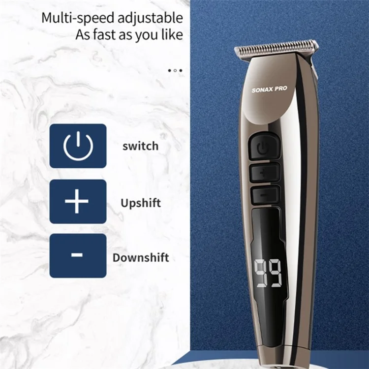 SONAX PRO SN-8099 Cortapelo con pantalla digital a batería, recortadora de pelo portátil para peluquería (sin botella de aceite)