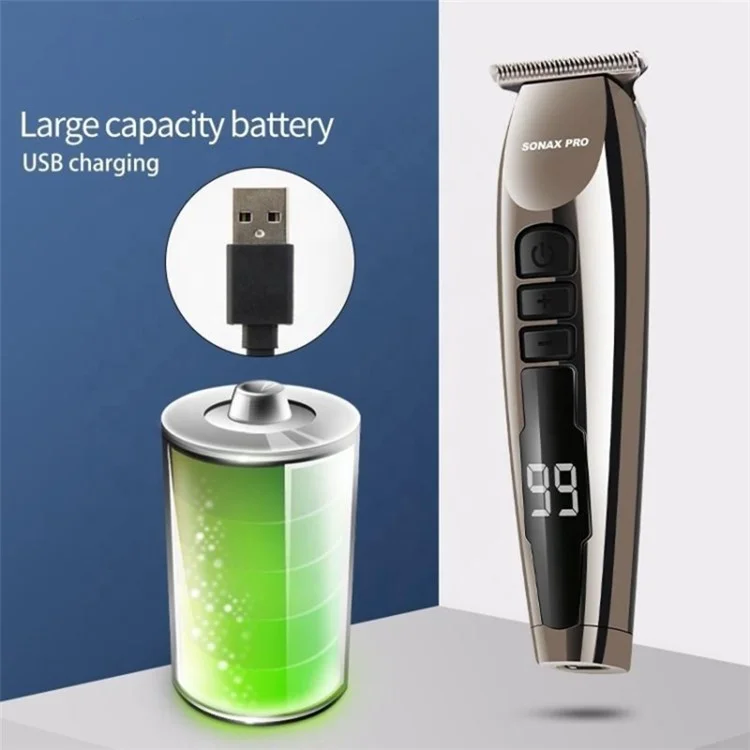 SONAX PRO SN-8099 Cortapelo con pantalla digital a batería, recortadora de pelo portátil para peluquería (sin botella de aceite)
