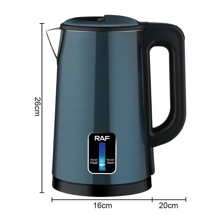 RAF R.7916 2.5L Chaleira Elétrica de Aço Inoxidável com Isolamento, Capacidade Grande, Chaleira de Chá, Plugue da UE (Livre de BPA, Sem Aprovação da FDA) - Azul