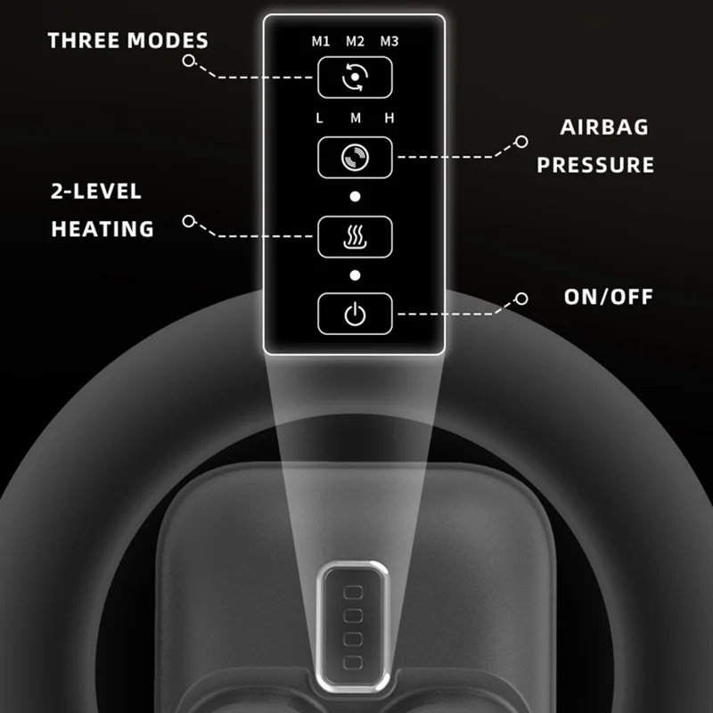 ST-6011 3 Modes Air Compression Foot Massager Heat Therapy Feet Relaxation Kneading Massage Device - EU Plug
