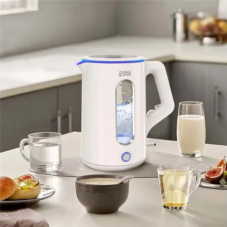 Hochwertiger Borosilikatglas-Wasserkocher 1,5L mit doppelwandigem 304 Edelstahl, BPA-frei, FDA-konform - EU-Stecker