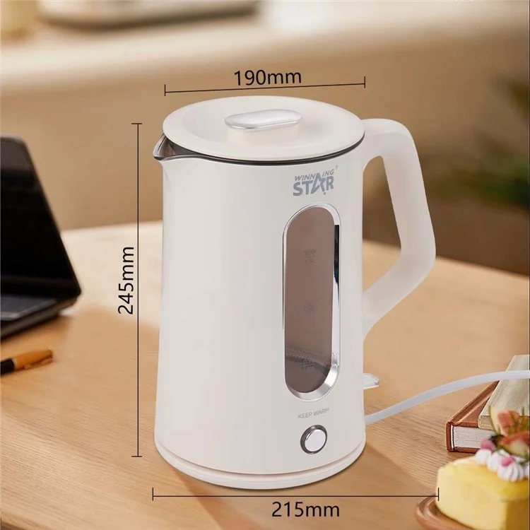 Hochwertiger Borosilikatglas-Wasserkocher 1,5L mit doppelwandigem 304 Edelstahl, BPA-frei, FDA-konform - EU-Stecker